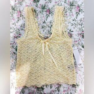Madden Girl Light Yellow Lace Top